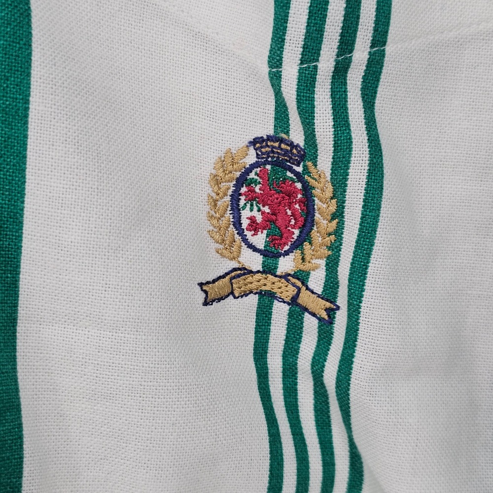 Vintage Tommy Hilfiger Button Down Shirt XL Green White Striped Crest Logo 90s - Picture 3 of 10
